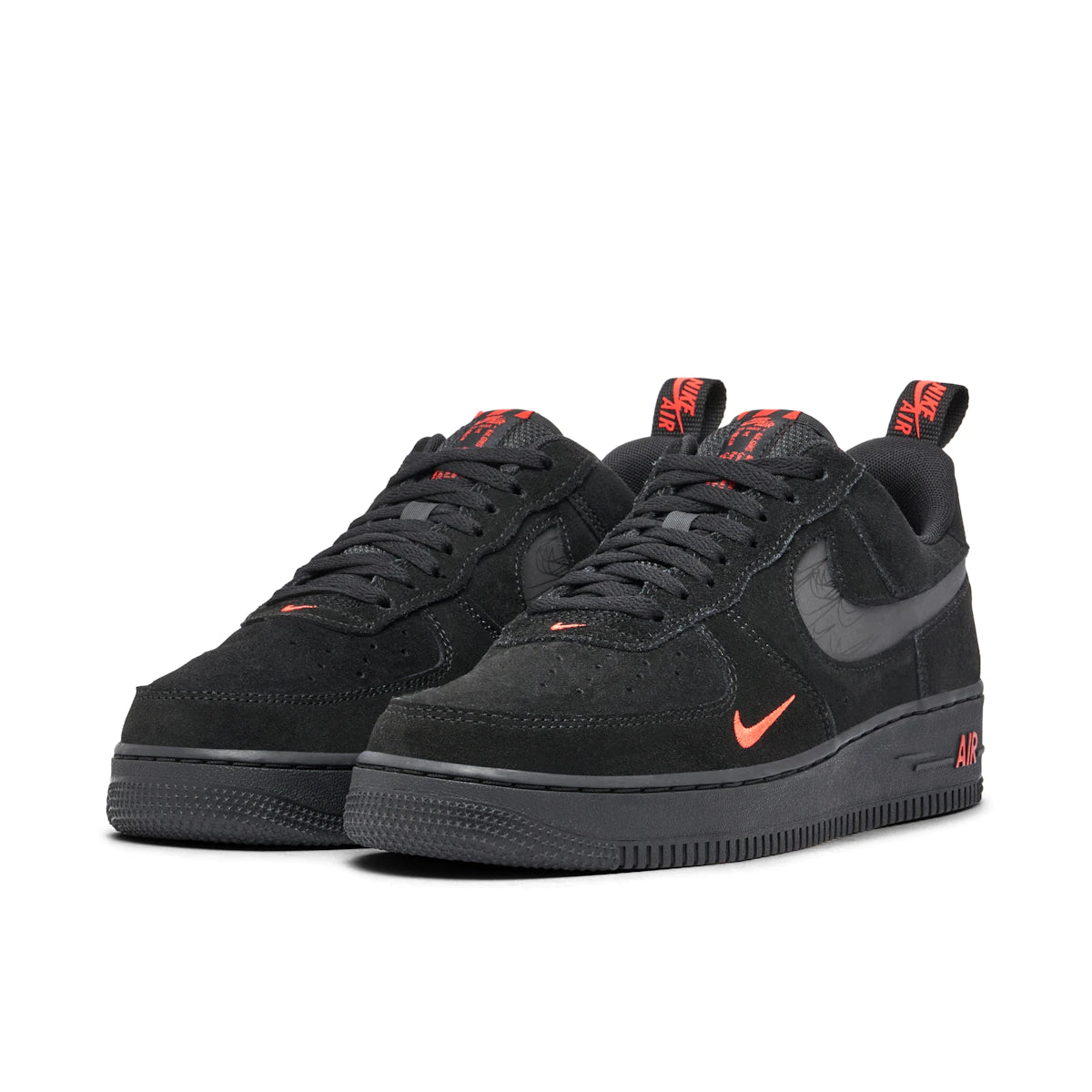 NIKE AIR FORCE 1 07 LV8 REFLECTIVE SWOOSH BLACK CRIMSON